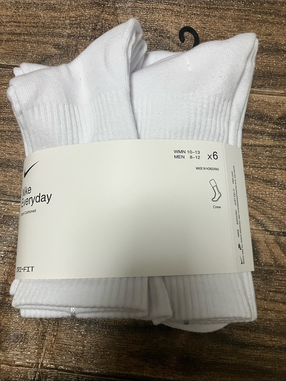 Nike White Crew Athletic Socks with Black Swoosh (Men) - Picture 4 of 5